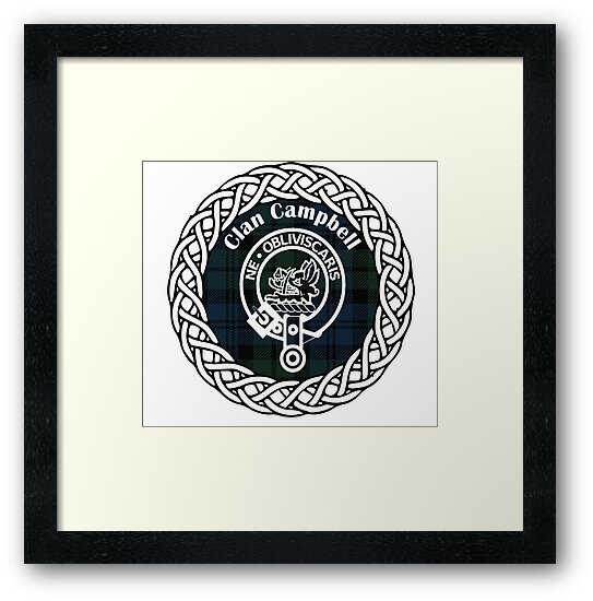 "Clan Campbell surname last name tartan crest badge" Framed Art Print