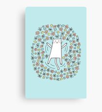 Cat Making Angel in Flowers Canvas Print