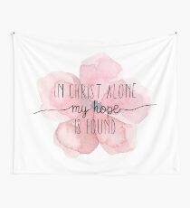 Christian Quote Watercolor Flower Wall Tapestry