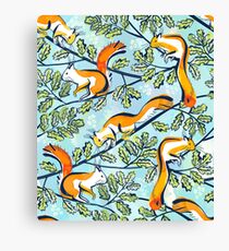 Oak Tree with Squirrels in Summer Canvas Print