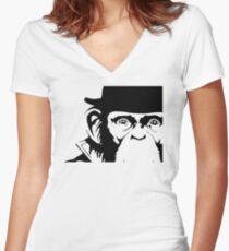 Lancelot Link Chimp Face Women's Fitted V-Neck T-Shirt
