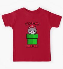 Funny Cat Cute Kawaii Mario Parody Kids Tee