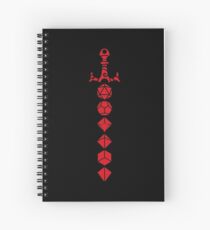 Cuaderno de espiral Red Polyhedral Dice Set Sword Juegos de rol de mesa