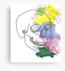 Watercolor skull with flowers Canvas Print