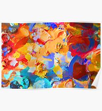 Background image of bright oil-paint palette closeup Poster