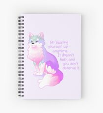 "No Beating Yourself Up Anymore" Pastel Rainbow Doggo Spiral Notebook