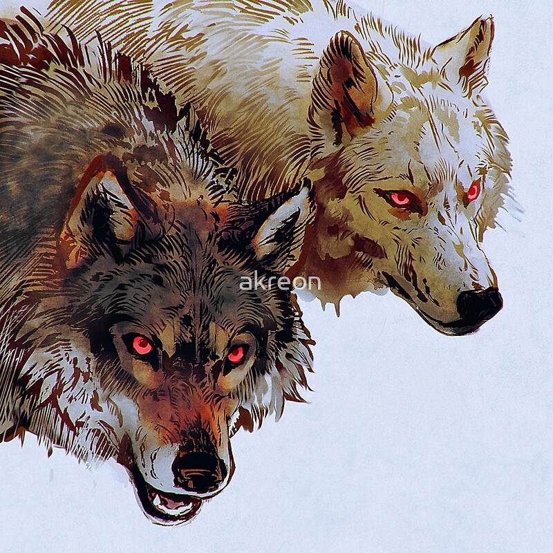 "red eyed wolves" by akreon Redbubble