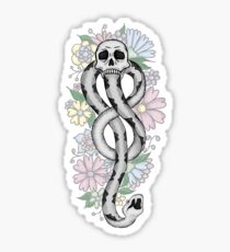 floral dark mark, white Sticker