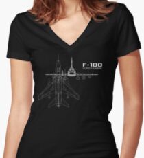 F-100 Super Sabre Women's Fitted V-Neck T-Shirt