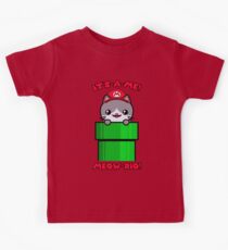 Mario Parody Cat Cute Funny Kawaii Kids Tee