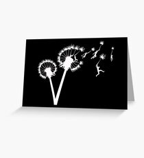 Dandylion Flight - white silhouette Greeting Card