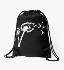 Dandylion Flight - white silhouette Drawstring Bag