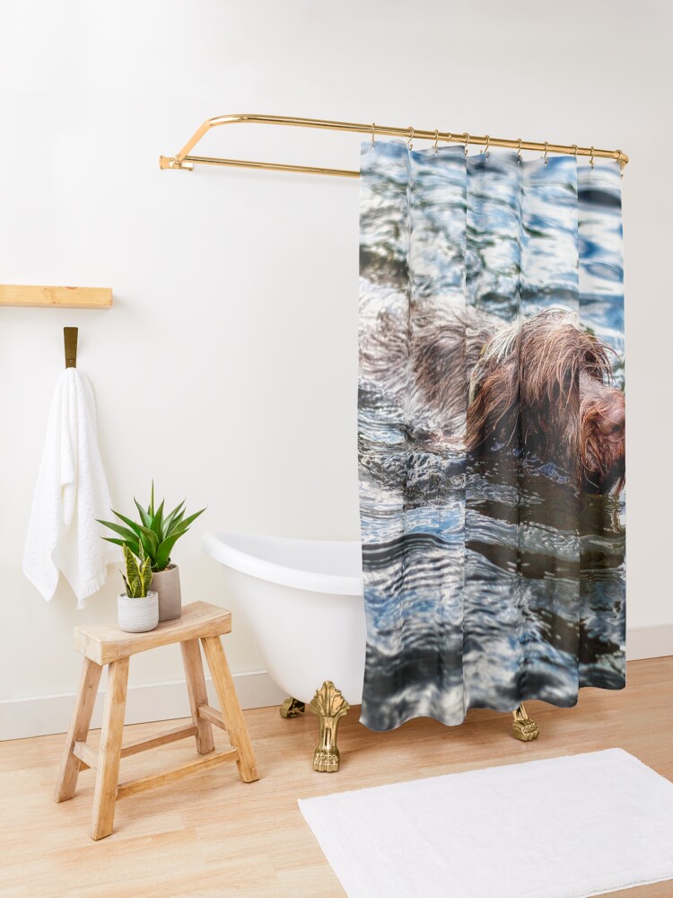 Alternate view of Brown Roan Italian Spinone Dog Swimming Shower Curtain