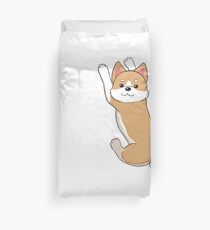 Funny Shiba Inu Holding On Duvet Cover