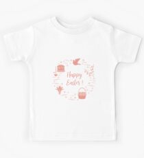 Easter cake, willow, lily,candle,dove,basket,eggs. Kids Tee