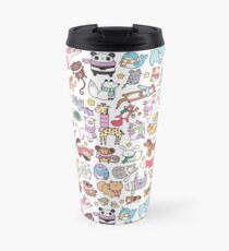 Winter Animals with Scarves Doodle Travel Mug