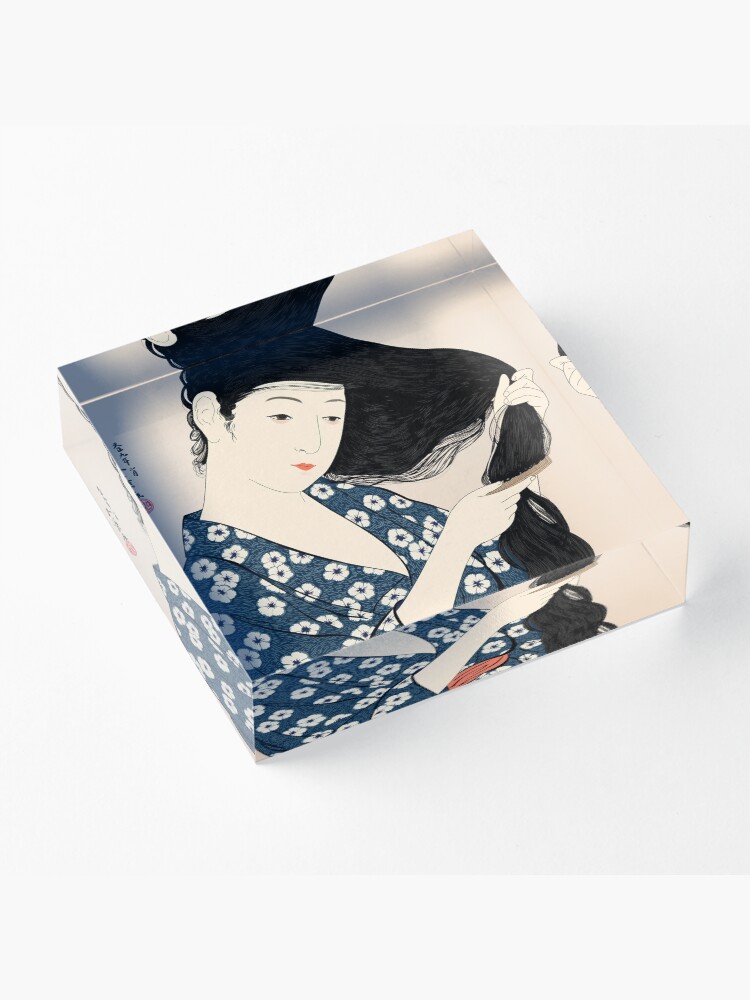 Alternate view of Hashiguchi Goyo - Woman in Blue Combing Her Hair Acrylic Block