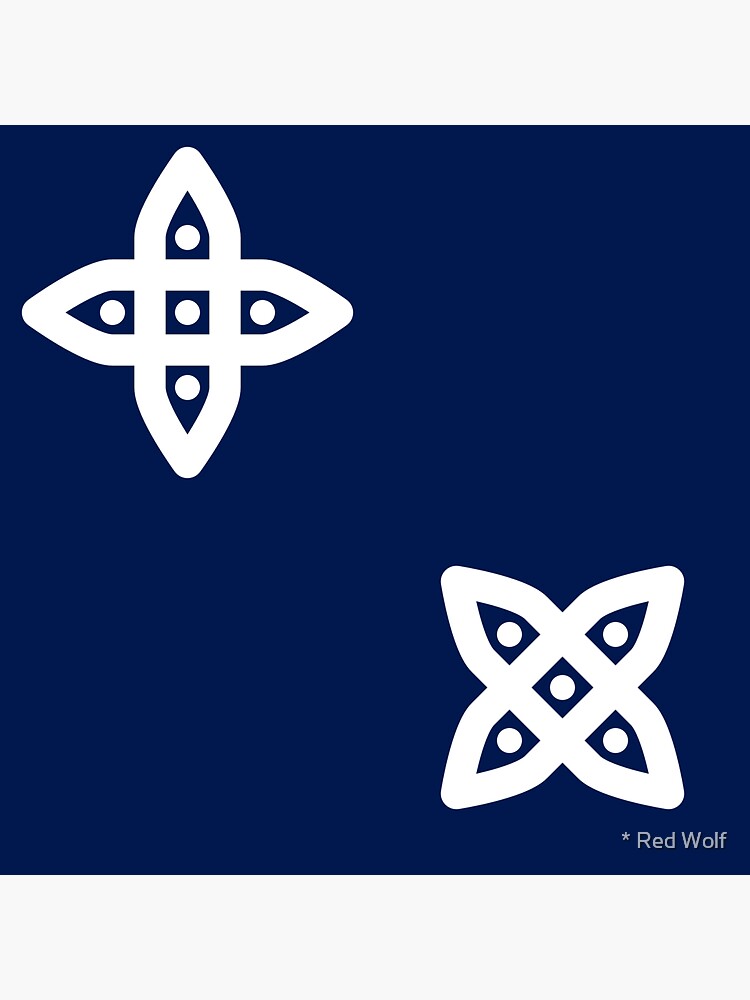 Geometric Pattern: Four Petal Stylised Flower: Blue by redwolfoz
