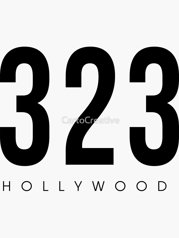 Hollywood CA 323 Area Code Design Sticker By CartoCreative Redbubble   Bg,f8f8f8 Flat,750x,075,f Pad,750x1000,f8f8f8.u2 