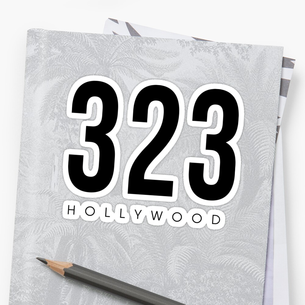 Hollywood CA 323 Area Code Design Sticker By CartoCreative Redbubble   Stf,small,600x600 C,0,0,1000,1000.u2 