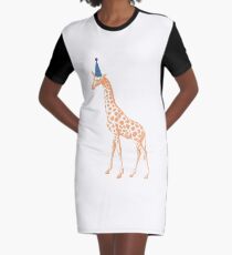 Party Animal Giraffe Graphic T-Shirt Dress