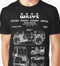 Willys Jeep Military Vehicle Patent White Graphic T-Shirt