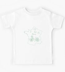 Map of France, bicycle, pigeons. Kids Tee