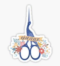 Pretty blue bird stork sewing scissors French ciseaux Sticker