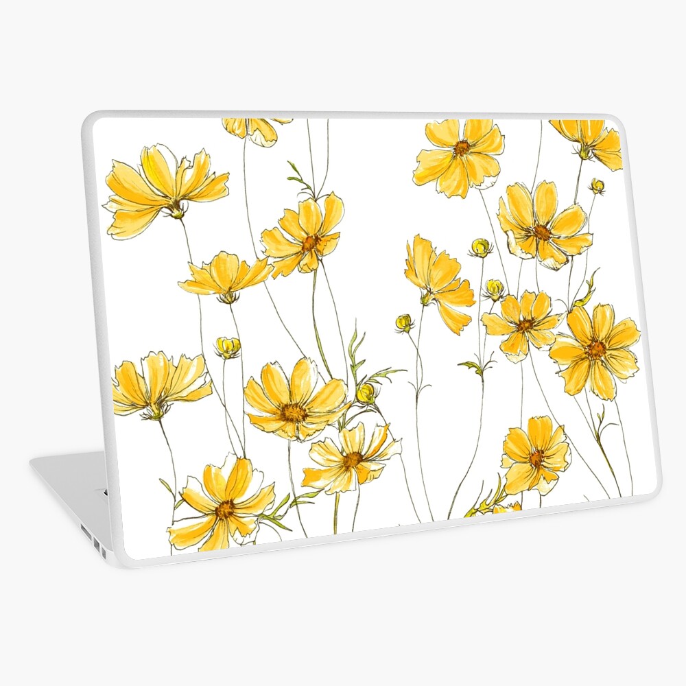Yellow Cosmos Flowers Laptop Skin