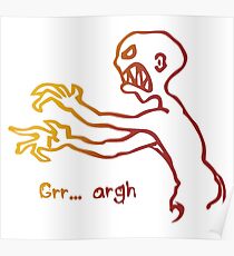 Grr Argh Monster Ombre Colours - Buffy the Vampire Slayer, Mutant Enemy, 90s, BTVS, Zombie, Joss Whedon, Buffyverse, Monster, Vampire, Grrr Arrgh Poster