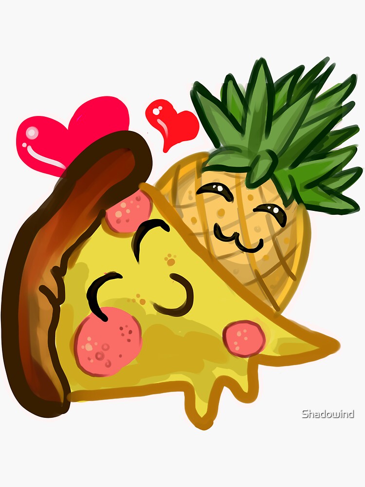 "pineapple pizza love emote" Sticker by Shadowind Redbubble