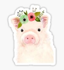 Schwein mit Blumenkrone Sticker