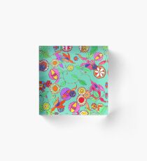 Surreal Garden in Aqua Acrylic Block