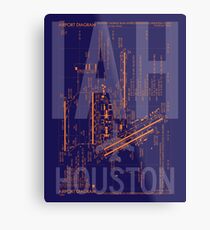 IAH Houston Airport Diagramm | Luftfahrt-Kunst-Geschenk für Flughafen-Stärkungsmittel, Vielflieger, Reise-Fanatiker Metallbild