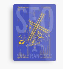 SFO San Francisco Flughafen Diagramm | Luftfahrt-Kunst-Geschenk für Flughafen-Stärkungsmittel, Vielflieger, Reise-Fanatiker Metallbild
