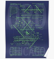 ORD Chicago Airport Diagram | Aviation Art Gift for Airport Buff, Frequent Flyer, Travel Fanatic Poster