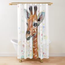 Baby-Giraffe-Aquarell-Malerei, Kinderzimmer-Kunst Duschvorhang