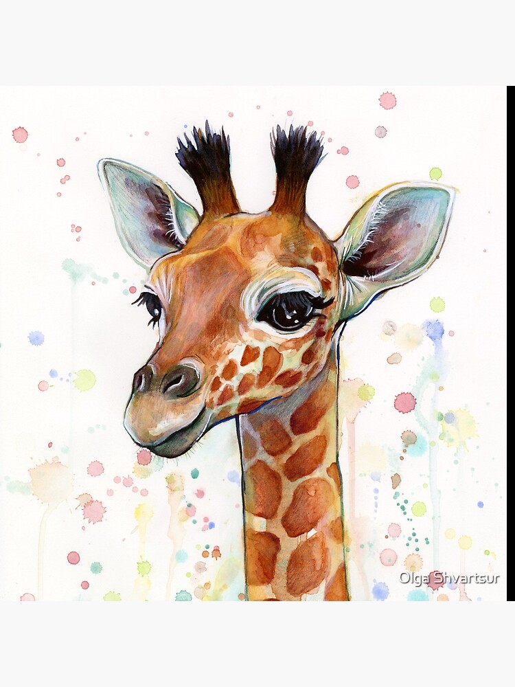 Baby Giraffe Watercolor Painting, Nursery Art by olga-shvartsur