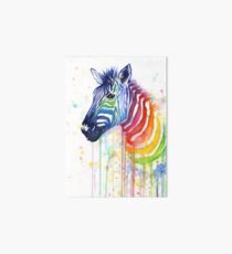 Regenbogen Zebra Aquarell Tiermalerei Galeriedruck