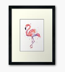 Pink Flamingo Watercolor Illustration Framed Print