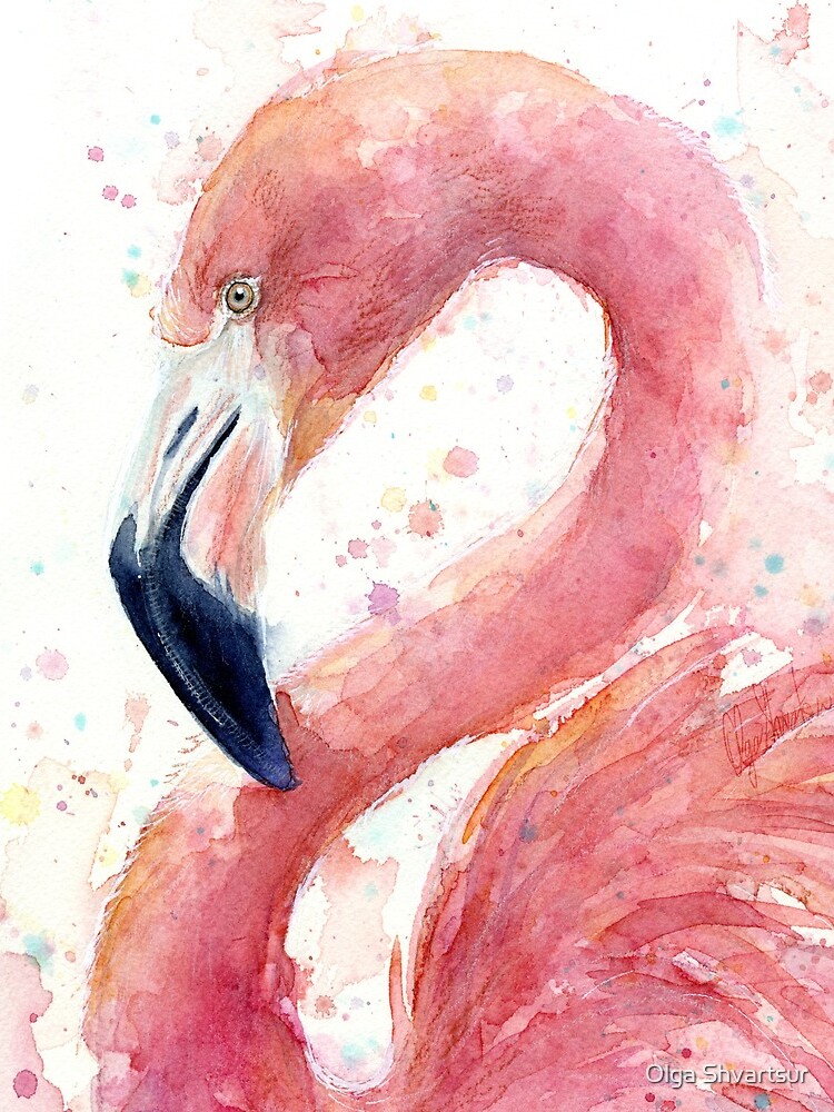 Flamingo Watercolor by olga-shvartsur