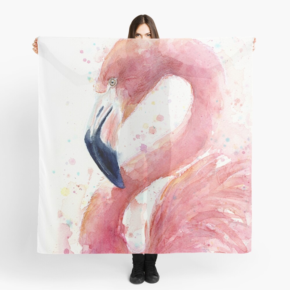 Flamingo Watercolor Scarf