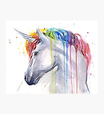Rainbow Unicorn Watercolor Photographic Print