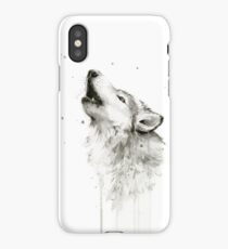 Wolf Howling Watercolor iPhone Case
