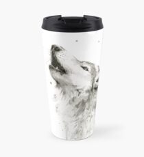 Wolf Howling Watercolor Travel Mug