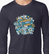 Airplane Cartoon Character Long Sleeve T-Shirt