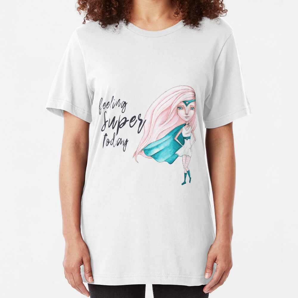 Feeling Super Today - Peach & Teal Version Slim Fit T-Shirt