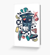 Garbage Can Cartoon Character Greeting Card