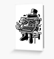 Typewriter Cartoon Character Greeting Card