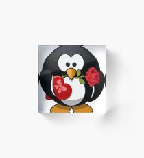 Valentine Penguine Acrylic Block